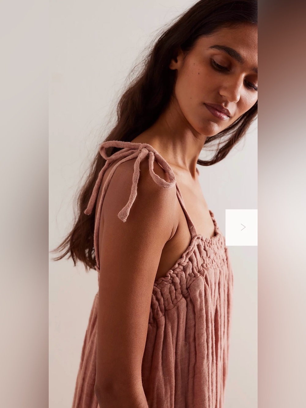 Free People Into The Blue Linen Smocked Maxi Dress in Dusty Blush - Picture 4 of 9